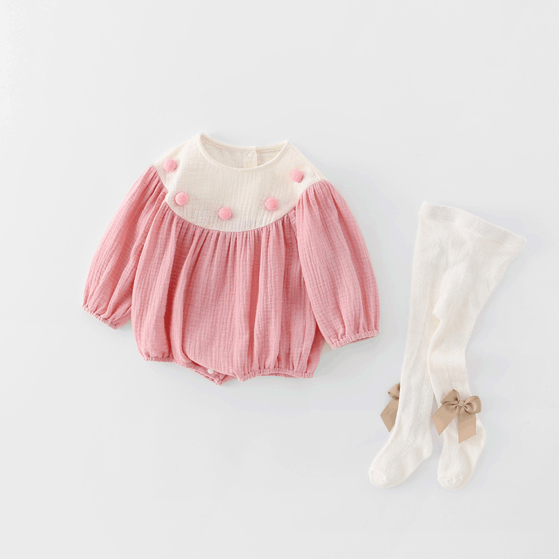 의 랩 패션 옷 봄  소녀의 긴 소매 삼각형 하 옷 봄과 가을 달콤한 등반 옷  소녀의 외출 옷 봄과 가을