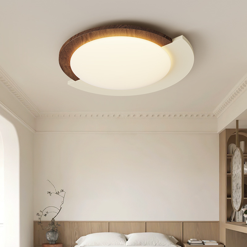 Lámpara de techo de dormitorio retro de grano de madera Lámpara de dormitorio principal creativa de estilo antiguo francés