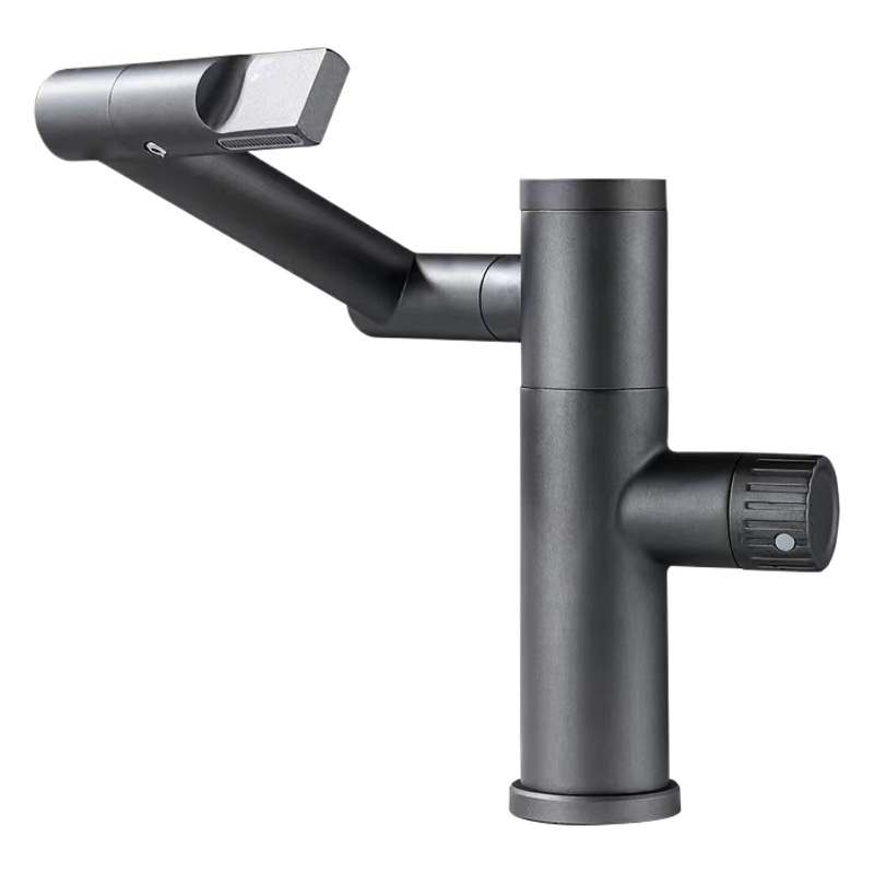 Pantalla digital gato afortunado grifo de agua caliente y fría lavabo de cobre blanco fregadero Baño hogar pistola gris grifo de la cuenca