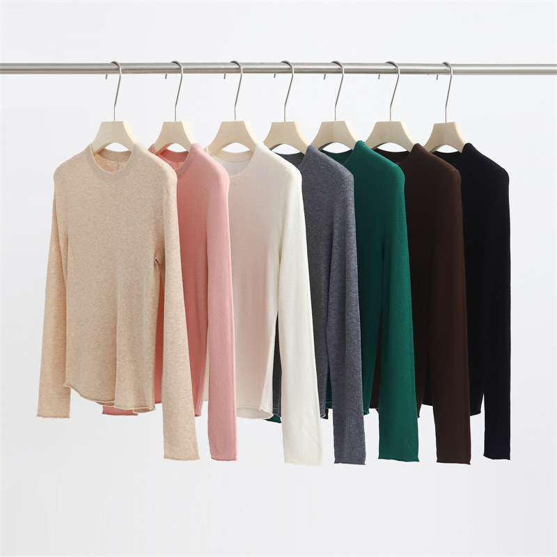 Curling bone 16-pin fine wool round neck long sleeve slim knit bottoming shirt autumn and winter New Inner top 8656