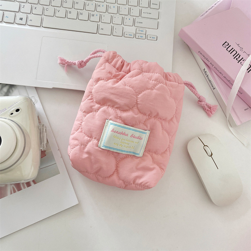 51121 ins かわいいキルティングコットンカメラ収納袋 ccd ポラロイド収納袋ソフト落下防止防塵小さなバッグ|undefined