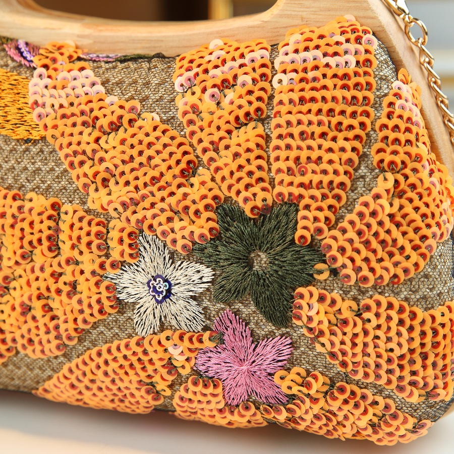 Women's Elegant Tote Bag Linen Heavy Duty Sequined Mesh Patchwork Embroidery Trendy Clip On Evening Bag_voghion.com