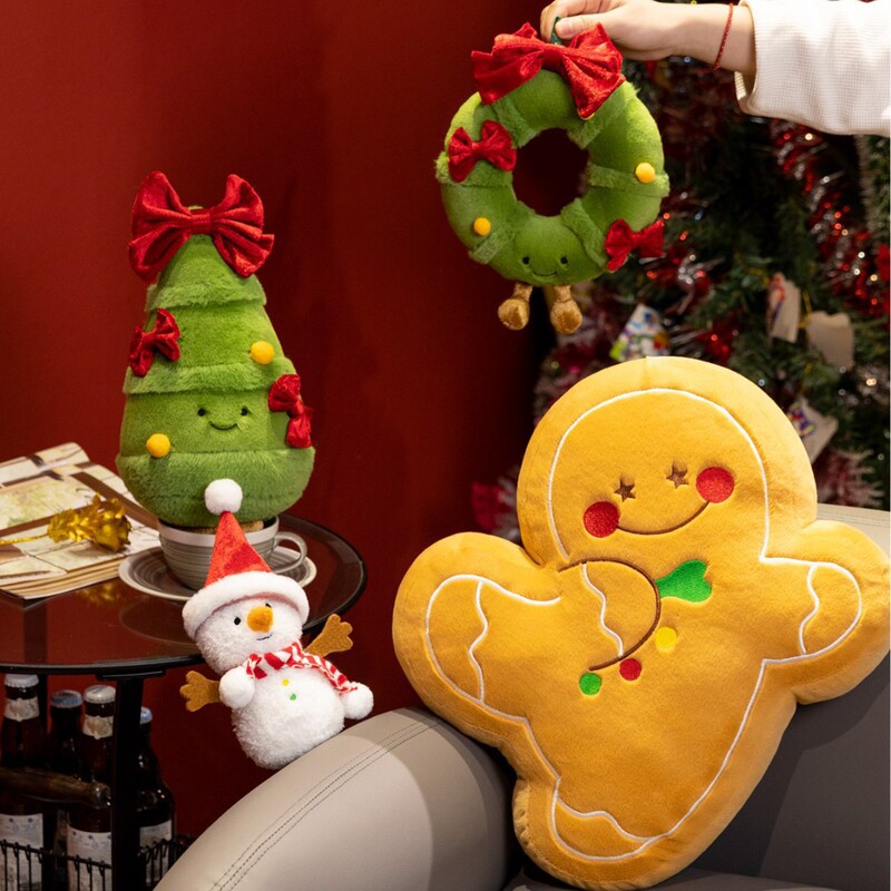 楽しいクリスマスの公仔姜パイ人抱き枕マフラー雪だるま人形クリスマスツリー花輪ぬいぐるみストラップ|undefined