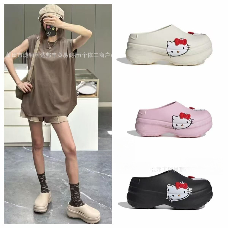 Original Export Kt Collaboration Thick-Soled Chef Shoes for Men and Women, Cute and Comfortable Clover Mule Women's Clogs with Height Increase and Closed-Toe Design Original Export Kt Collaboration Thick-Soled Chef Shoes for Men and Women, Cute and Comfortable Clover Mule Women's Clogs with Height Increase and Closed-Toe Design