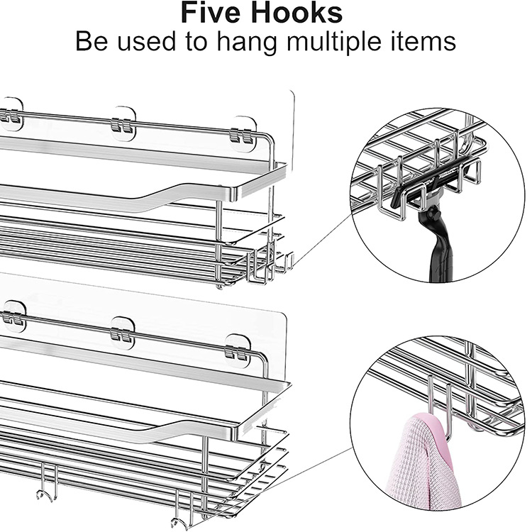 Amazon transfronterizo baño montado en la pared de acero inoxidable estante de almacenamiento inodoro artículos de tocador estante de almacenamiento sin perforar