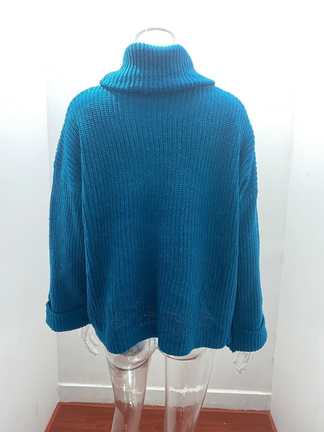 Damen Hochkragen Strickpullover Für Herbst Und Winter Einfarbig_voghion.com