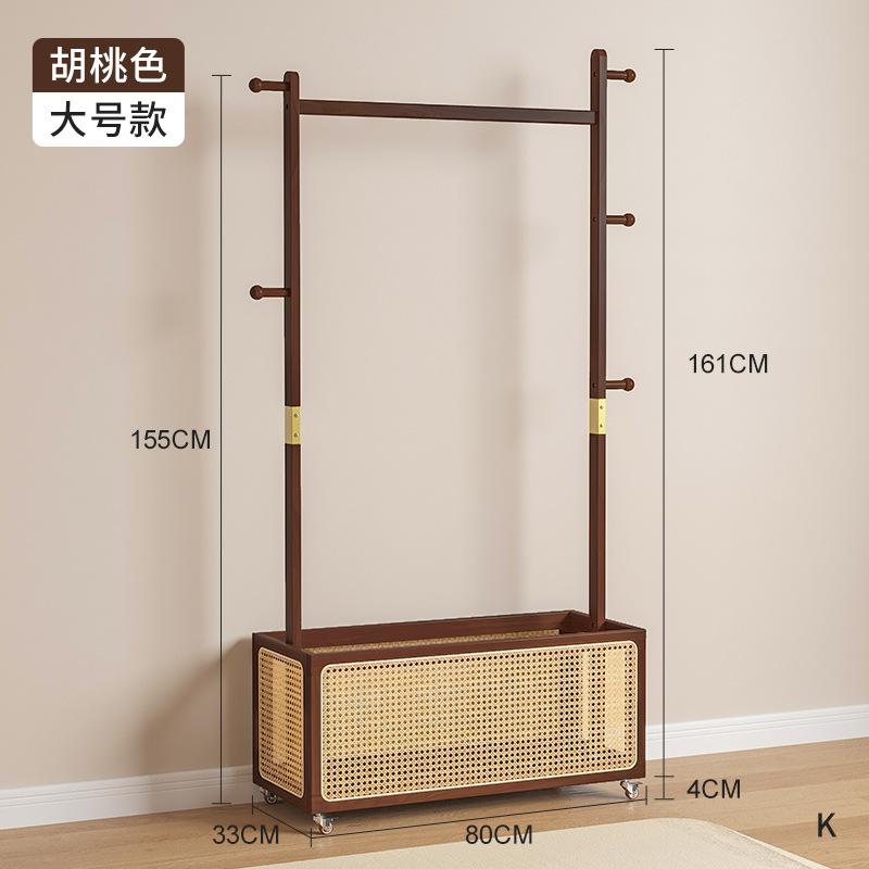 Percha de ratán de madera maciza, dormitorio, piso, sala de estar, hogar, estante de ropa junto a la cama, percha extraíble, canasta de ropa sucia
