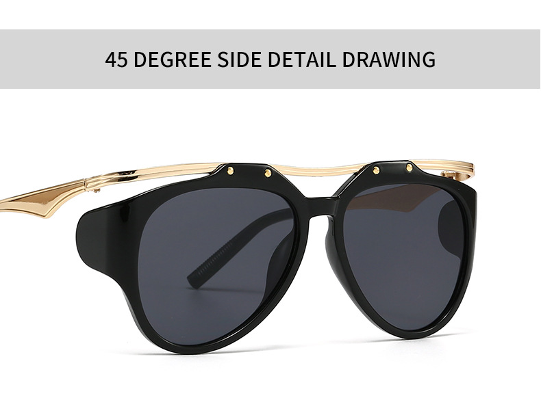 Commercio estero Esplosioni transfrontaliere Occhiali da sole Fotografia di strada europea e americana Ins Internet Modello rosso Occhiali da sole geometrici in metallo Donna LH16_voghion.com