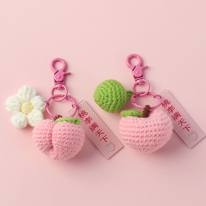 Finished peach crochet pendant, plum and peach motifs, many accessories, Teacher's Day gift, keychain ornament Finished peach crochet pendant, plum and peach motifs, many accessories, Teacher's Day gift, keychain ornament