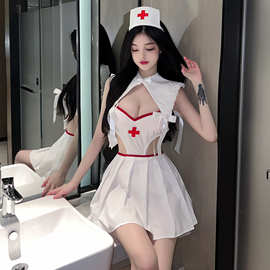 夜色春风情趣内衣纯欲护士开档免脱小胸睡衣角色扮演套装护士服装
