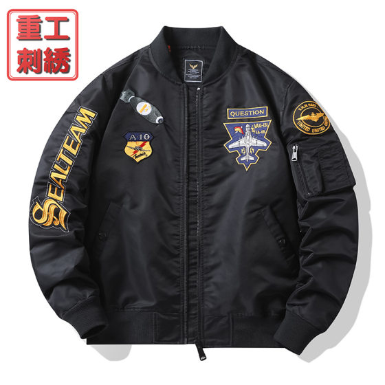 Spring and Autumn New Air Force ma1 Aviator Jacket Men's Heavy Industry Embroidered Baseball Suit Large Size Coat Work Jacket Trendy