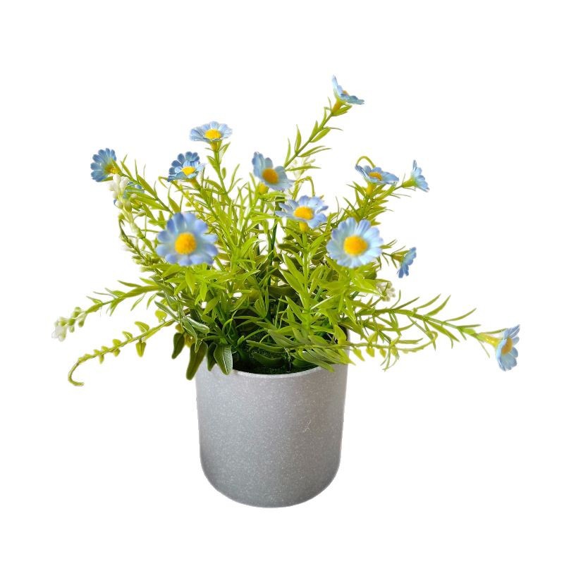 Simulación de flores en maceta pequeña margarita bonsai pequeño fresco pequeño conjunto de plantas en maceta falsas plantas de imitación al por mayor image 5