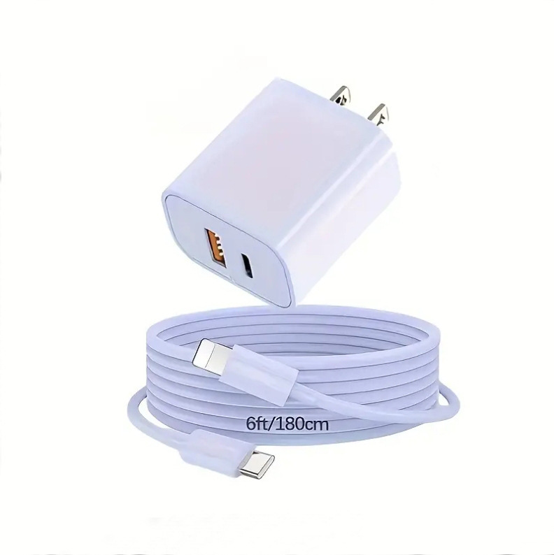 2Pack Super Fast Charger 20W+20W [Mfi Certified] Dual Port Qc+Pd3.0 Fast Charging Dual Port