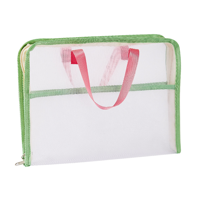 Nueva bolsa de archivo de malla de caja de caramelo, bolsa de almacenamiento de datos de cremallera transparente de color en contraste, carpeta de clasificación de estudiantes