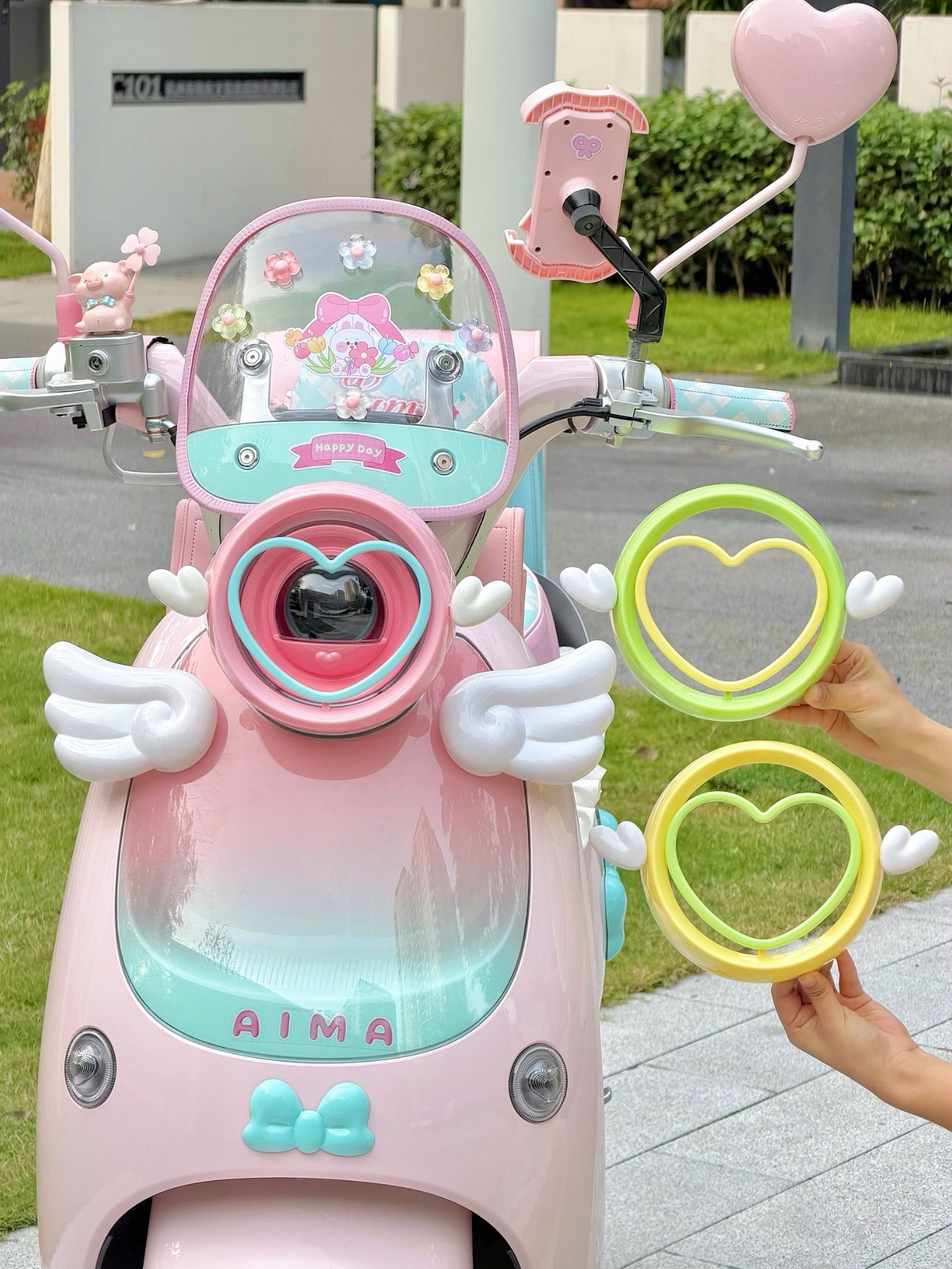 Suitable for Aima Lumi Metaverse Play Cute Headlight Cover Accessories Creative Modified Electric Scooter Hollow Headlight Shell