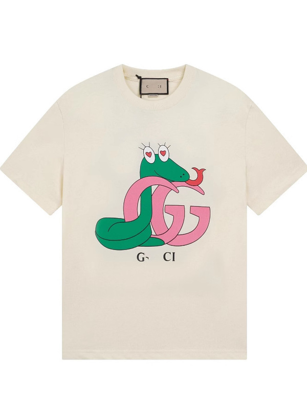 GU クロスボーダー ハイバージョン 25SS 新作 辰年 蛇年 蛇絵文字プリント 半袖Tシャツ 男女兼用 万能|undefined