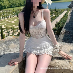 Chill巧儿【巴黎歌剧院】蕾丝鱼骨吊带背心多层花边蛋糕裙裤套装