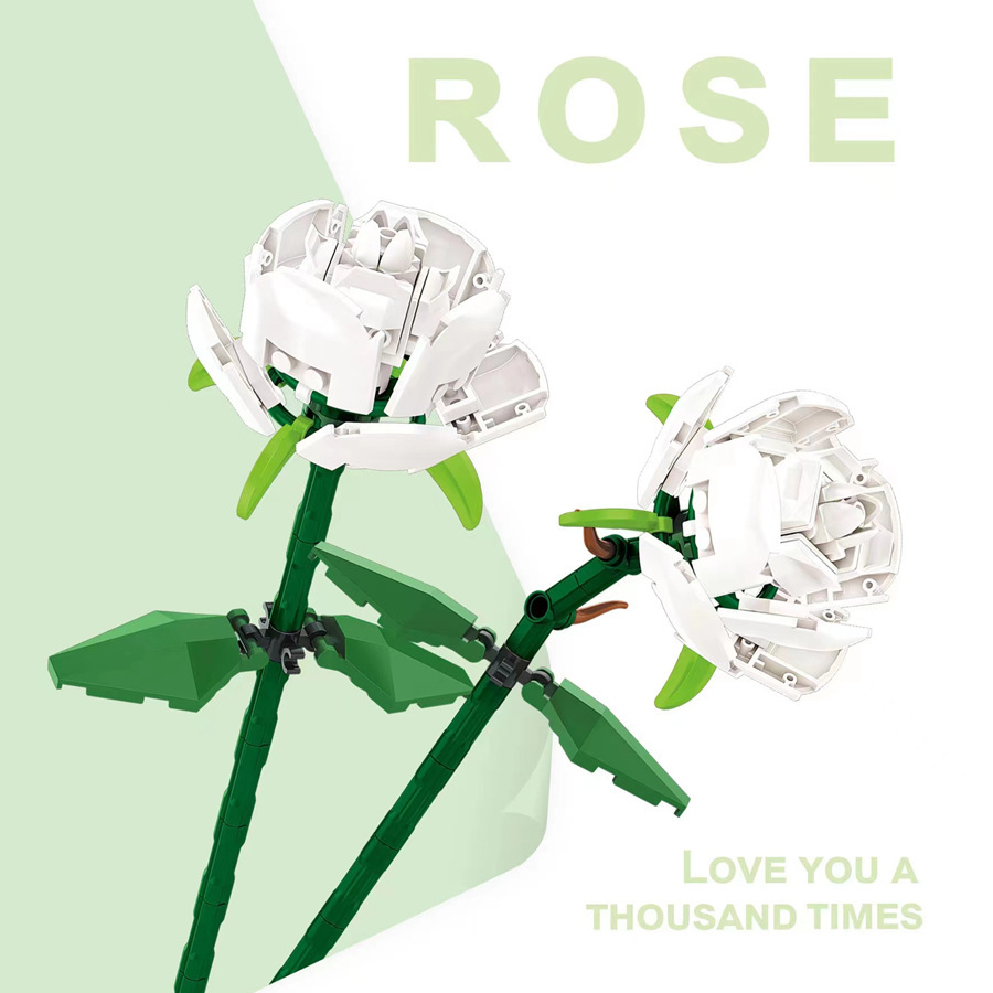 Ramo de bloques de construcción Rosas de bricolaje Maestros de Navidad Regalos de vacaciones Día de San Valentín Rosa rosa azul al por mayor