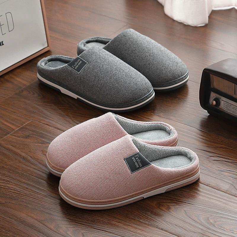 Хлопковые тапочки женские осенние и зимние домашние противоскользящие теплые шерстяные тапочки