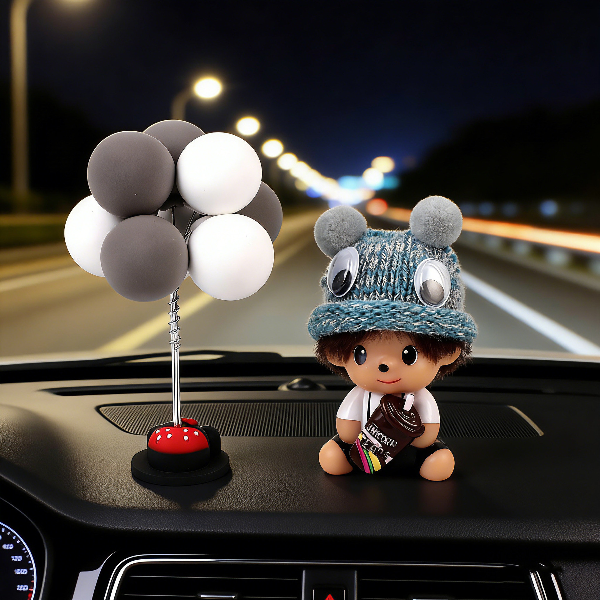 2025 adornos interiores de automóviles de dibujos animados adorables consola central de automóviles en línea Monchichi adornos creativos para automóviles