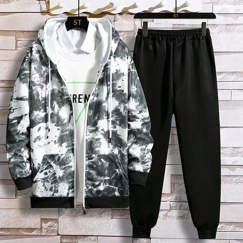 Autumn and Spring Men's Casual Long-Sleeve Fashion Quality Japanese Style Leisure Set Trendy Popular Open Jacket Sweatpants
