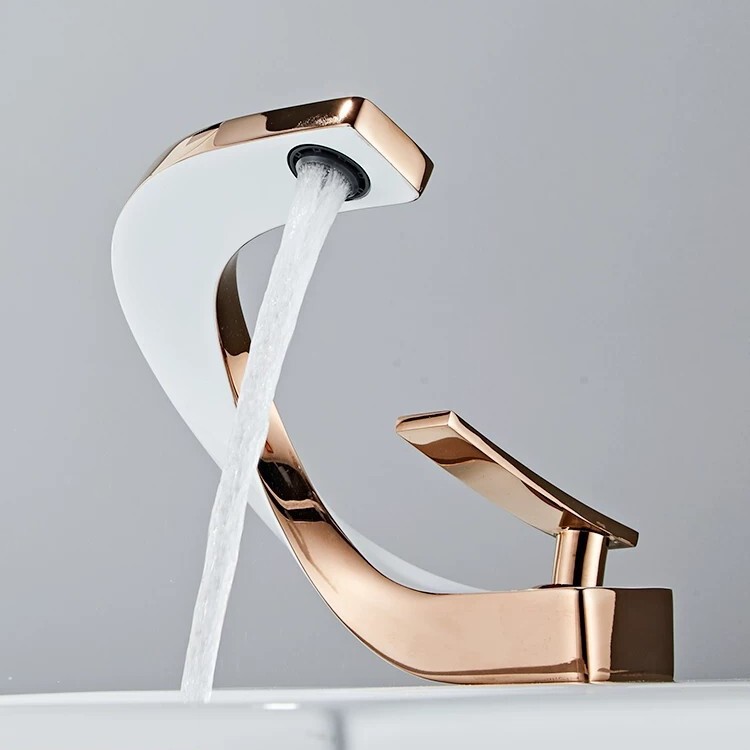 All-Copper Hot and Cold Faucet for Home Bathroom Vanity Sink, Snake-Shaped Waterfall Splash-Proof Basin Faucet