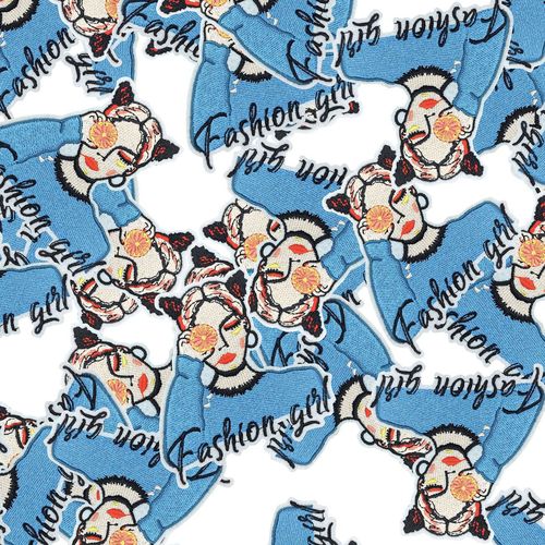 Fashion embroidery patch human head portrait patch computer embroidery chapter European and American style cloth patch computer embroidery label hot melt glue 