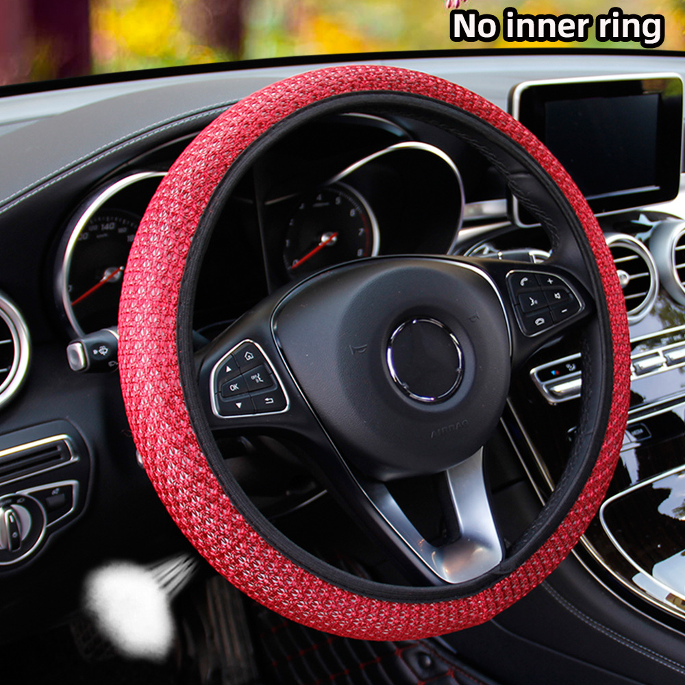 Sin anillo interior núcleo Red de seda de hielo elástico cubierta del volante del coche transpirable cómodo Four Seasons cubierta de la manija comercio transfronterizo AliExpress