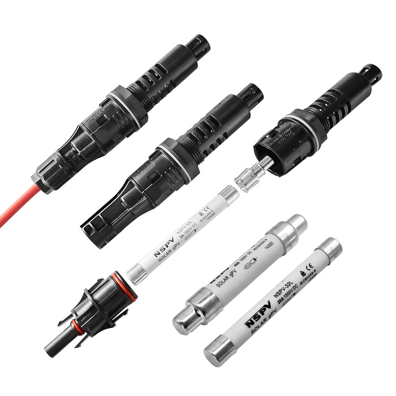 光伏熔断器1500V 兼容mc4防水接头太阳能汇流箱保险丝熔断连接器