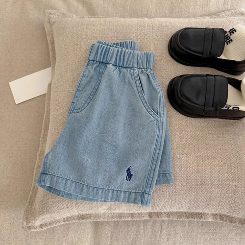 Children's denim shorts thin version 2025 summer model unisex kids color five-quarter pants trendy brand baby boy's stylish girl's pants