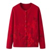 Erdos Middle and old age Cardigan coat thickening sweater Jacquard weave Easy Large Retro 100 Cashmere sweater women