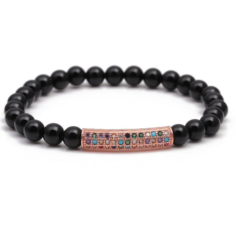 El Comercio exterior transfronterizo europeo y americano colorido circón codo pulsera de cuentas de piedra esmerilada de piedra de ojo de tigre DIY pulsera de cuentas