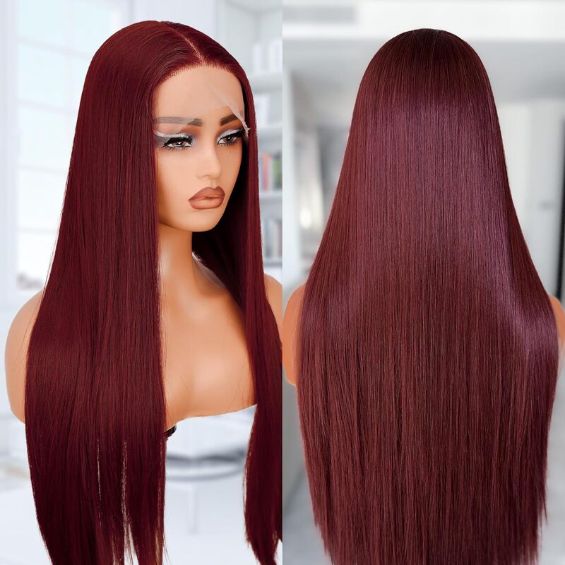 Burgundy Lace Front Wig, Burgundy Hairpiece, Suitable for Black Women