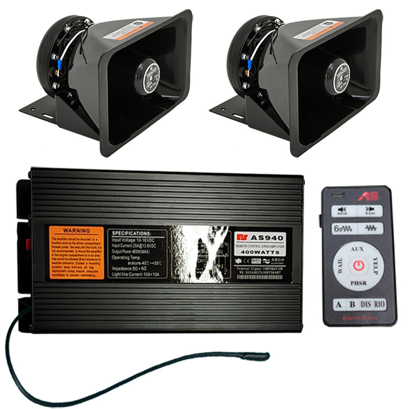 Car-mounted wireless alarm system, 400W high-power loudspeaker, high-frequency amplifier, AS940F + Black Falcon speaker