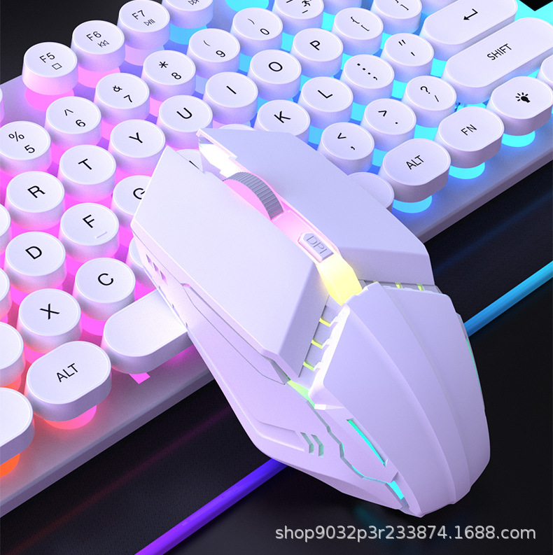 Transfronterizo retro punk mecánico cableado USB sensación de teclado y ratón juego de oficina de deportes al por mayor