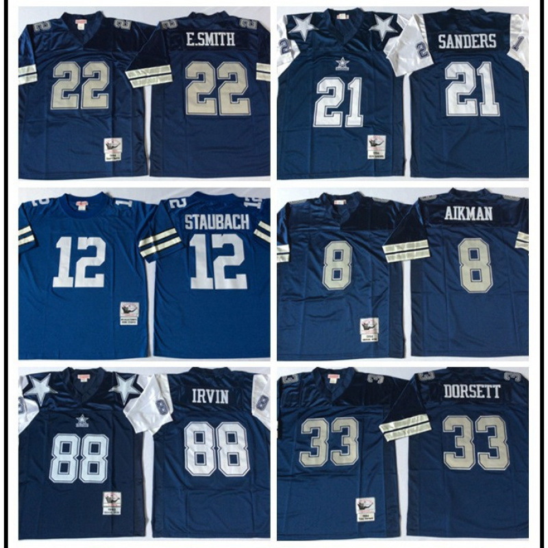Cross-Border Football Jerseys Dallas Cowboys Hall of Fame 21 # 22 # Mn Retro Jersey Legend Limited Edition Wholesale