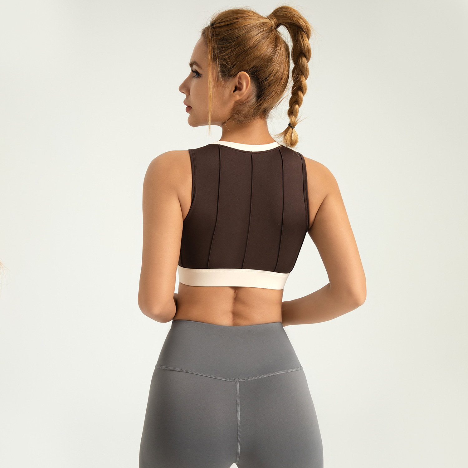 Área transfronteriza vertical color bra de yoga antichoque de alta resistencia fija ropa interior deportiva delgada