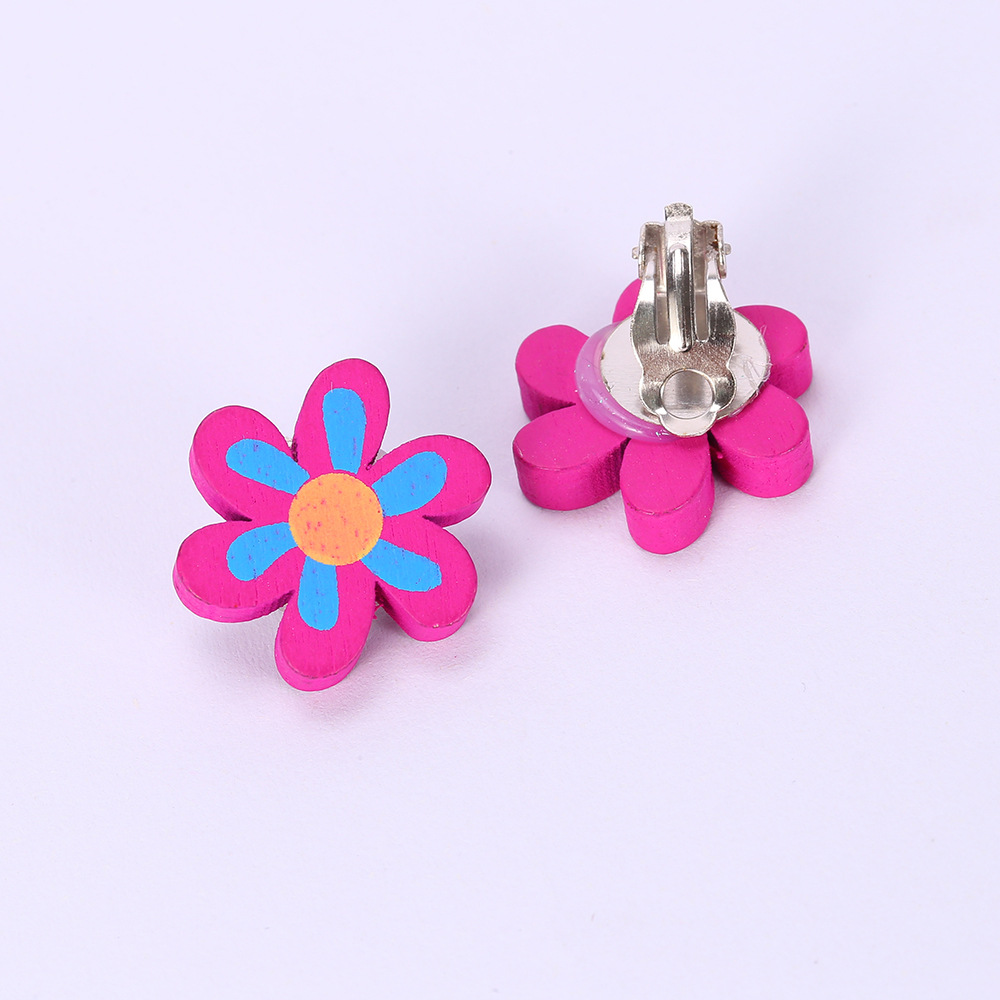 Cute Heart Shape Butterfly Wood Stoving Varnish Womenu0027S Ear clips 1 Pair