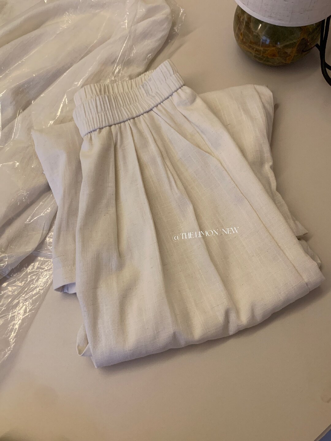 Quần ống rộng nữ vải linen phối cotton dáng suông mùa hè — Xám gạo, Xanh xám nhạt, Xanh đen, Cam bí ngô chi tiết 12