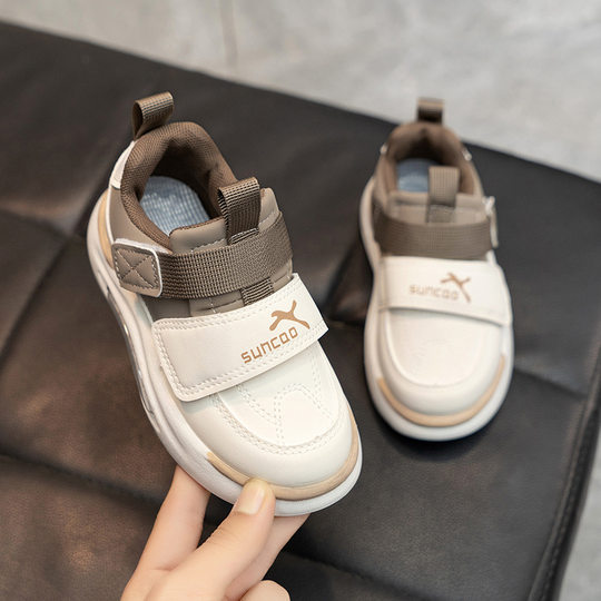 Children's sneaker leather 2024 Spring and Autumn new boys and girls toddler shoes boys' non-slip casual running shoes