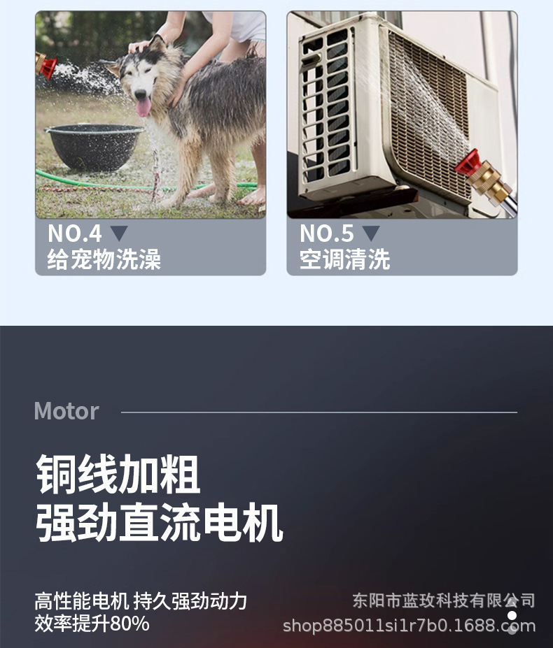 Wireless Lithium Battery Car Wash Gun Portable High-Pressure Car Washer Home and Car Rechargeable Cleaning Water Gun