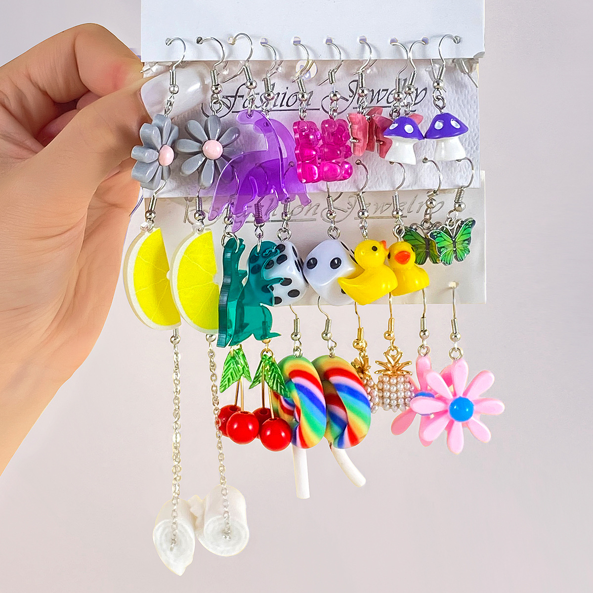 Women's Gender 1 Set Cute Fruit Flower Duck Plating Arylic Drop Earrings