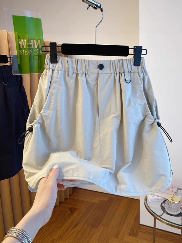 ヨーロッパ作業服スカート女性のための夏の 2025 新しいルーズハイウエストスリムレトロ露出防止ヒップカバースカートパンツ|undefined