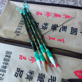 木杆印花狼毫兼毫毛笔初学者成人培训班书法国画练字学生毛笔批发