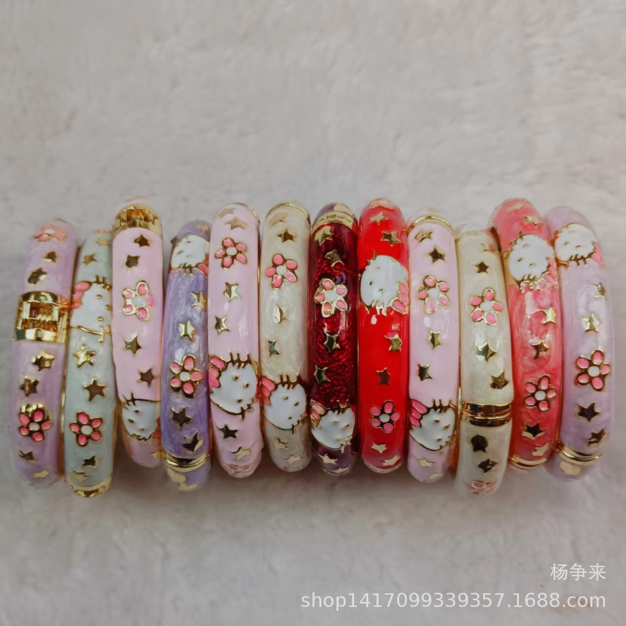 北京景泰蓝手镯民族风开口滴油金属女孩珐琅饰品卡通非遗儿童款