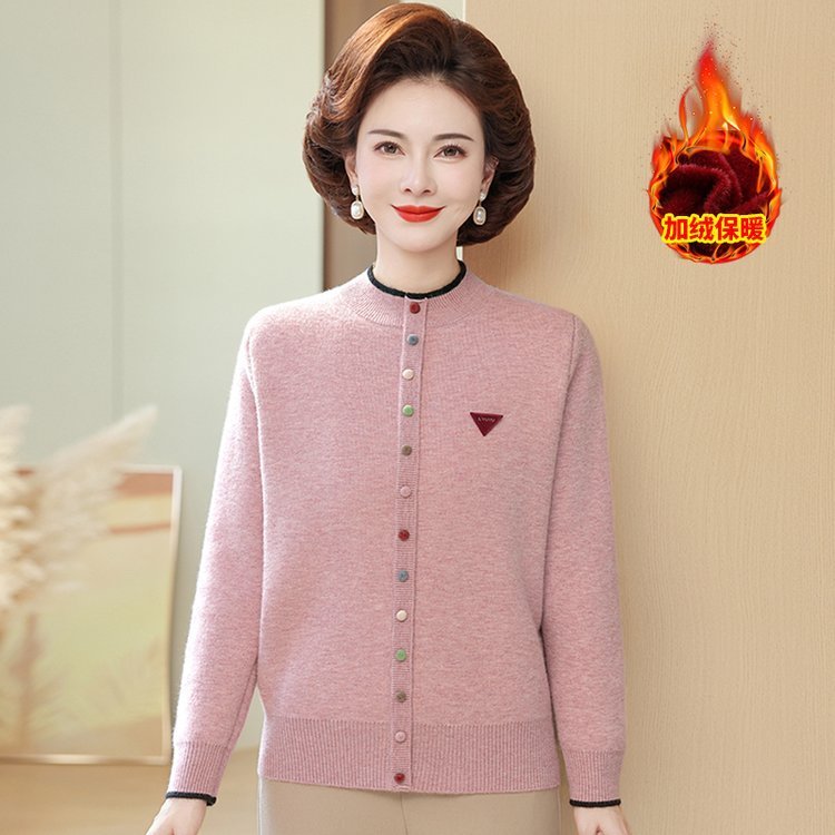 妈妈秋装喜婆婆洋气上衣针织衫中老年女冬季装新款本命年大码毛衣|undefined