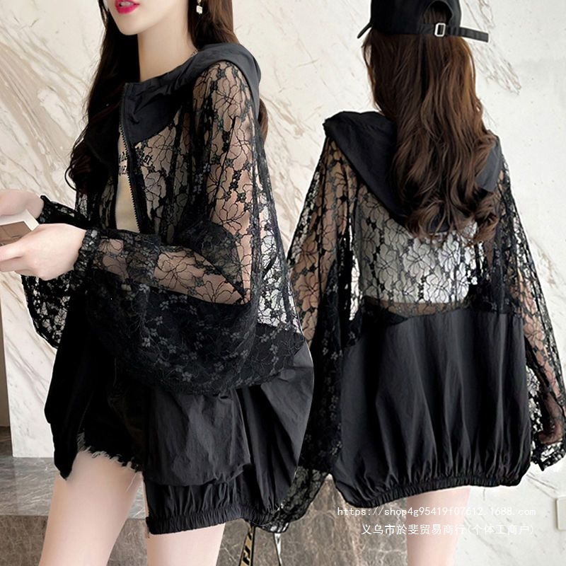 Lace-trimmed plus-size design sun protection cardigan, 2026 new summer style, women's sun protection cardigan top.