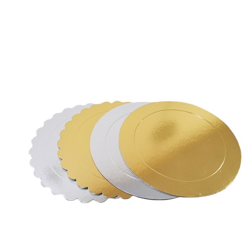 Venta al por mayor ronda de oro de plata pastel de papel almohadilla de doble cara pastel de apilamiento de soporte inferior embalaje para hornear 15cm Pastel redondo