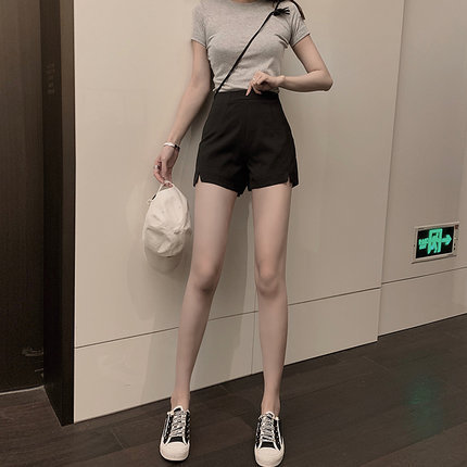 Small suit shorts for women Summer loose 2022 new black outer wear high waist slimming A- line chiffon pants for women