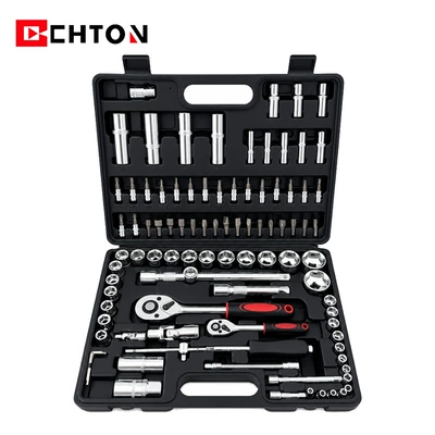 ratchet wrenches and sockets for auto and: Mühərrik tənzimləmə alətləri - 94-piece-set-in-black-and-red-galvanized